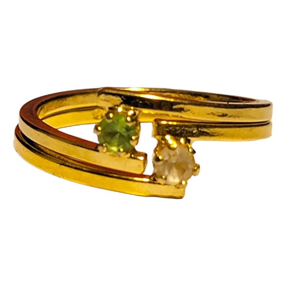 Stackable Rings Costume Jewelry with Gold Finish, Clear and Green Stones - Picture 7 of 7